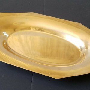 MCM Vintage DIRILYTE Gold-Colored Metal Serving Tray Bread Plate Trinket Dish